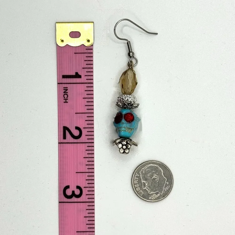 Tuequoise Skull Dia de los Muertos/Day of the Dead Fashion Earrings Halloween